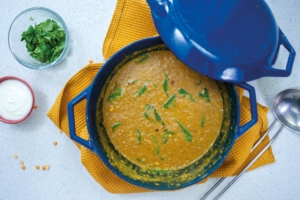 large pot of coconut lentil dahl.