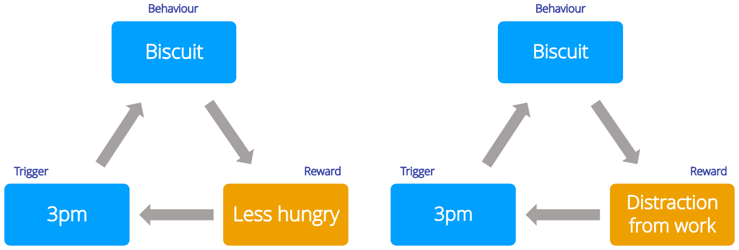 Focus on the reward part of the habit loop. 