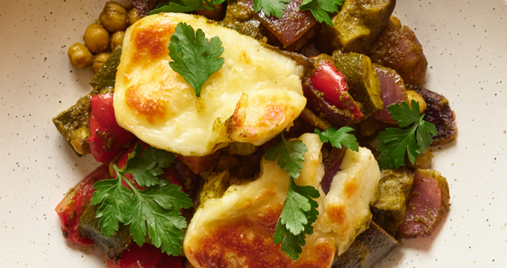 Halloumi and chermoula traybake  | Second Nature Guides