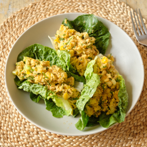 Smashed chickpea lettuce cups