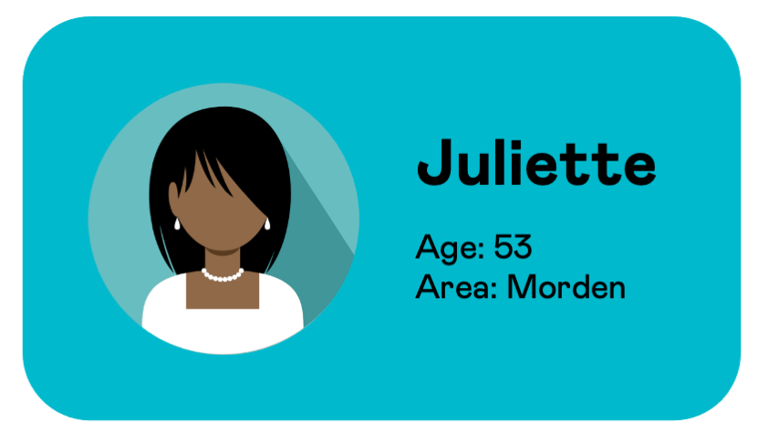 User information card for Juliette, aged 53, from Morden