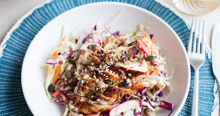 Paprika chicken and autumn slaw with lemon tahini dressing | Second Nature Guides