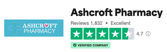 Ashcroft Pharmacy Trustpilot reviews. They're rated as Excellent with a score of 4.7.